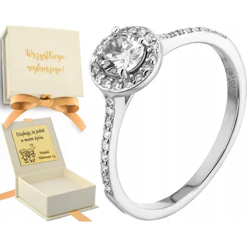 Prsten Klasický stříbrný prstýnek ryzosti 925 se zirkonem v halo osazení - nádherný lesk