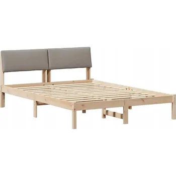 Postel Rám postele Hnědá a šedohnědá (taupe) 150 x 200 cm Masivní borovicové dřevo