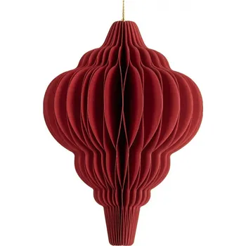 Vánoční dekorace Papírová červená skládací vánoční ozdoba baňka - Ø 9*12 cm