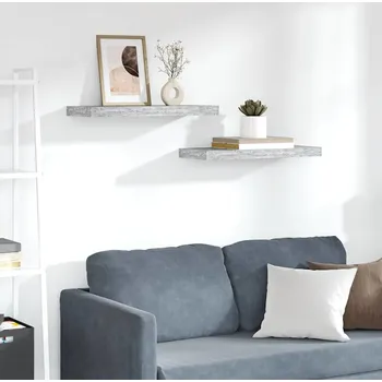 police vidaXL Plovoucí nástěnné police 2 ks 60 x 23,5 x 3,8 cm MDF [323749] Barva: Betonová šedá