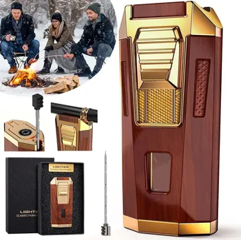 ZAPALOVAČ Žárový hořák na doutníky, 2 plameny, větruodolný, elegantní design
