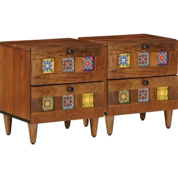 Noční stolek Noční skříňka 2 pcs Hnědá 40 x 33 x 46 cm Masivní mangové dřevo