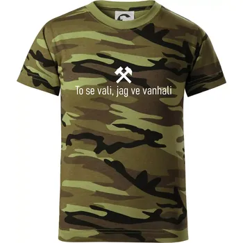 To se vali, jag ve vanhali - Dětské maskáčové triko - 134 cm/8 let ( Zelený maskáč )