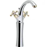Sapho ANTEA stojánková umyvadlová baterie vysoká s výpustí, výška 300mm, chrom/zlato - 3272L