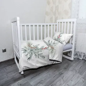 Povlečení Sablio Dětské povlečení do postýlky Zimní kytice - 100x135 / 40x60