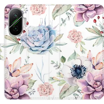 Pouzdro na mobilní telefon Flipové pouzdro iSaprio - Succulents Pattern - Poco F7