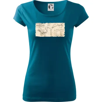 Mapa Báňské dráhy z Moravské Ostravy do Doubravy - Dámské triko Pure - XL ( Petrolejová )