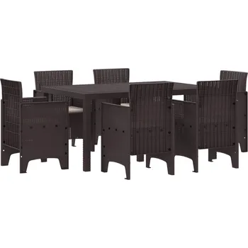 Zahradní jídelní souprava 7 pcs Hnědá Ratan Polt IM_3378558