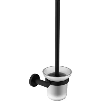 WC štětka Sapho X-ROUND BLACK WC štětka závěsná, mléčné sklo, černá mat - XR323B