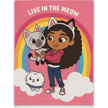 deka Dětská flanelová deka Carbotex 130 x 160 cm Měkká Gabi Kočičí domek