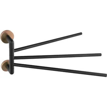 Držák na ručník Sapho LARISSA trojitý držák ručníků otočný 350mm, černá/měď mat - WS022BC