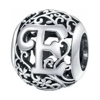 Přívěsek Charms ze stříbra písmeno E s925 ornament prolamovaný stříbro 925