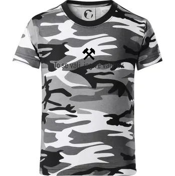 Chlapecké tričko To se vali, jag ve vanhali - Dětské maskáčové triko - 122 cm/6 let ( Šedý maskáč )