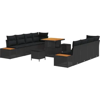 Zahradní sestava Sada zahradních pohovek 11 pcs Černá polyratan IM_3362884