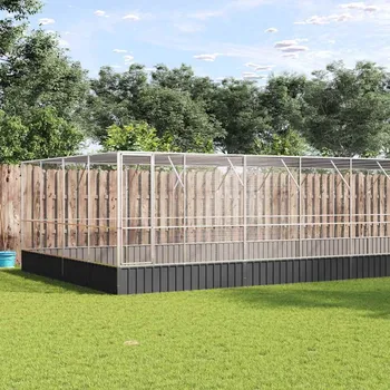 Voliéra s nástavbou stříbrná 1 246 x 414 x 212 cm ocel IM_3214282