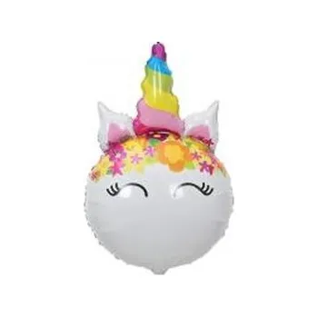 Balónek Balon foliowy Jednorożec z kwiatami 64x41cm