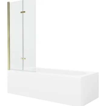 Vanová zástěna MEXEN/S - Vega obdélníková vana 170 x 70 cm s panelem + vanová zástěna 80, transparent, zlatá 550117070X9208025000