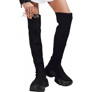 Dámské kozačky DStreet dámské kozačky nad koleno na platformě, velikost 39