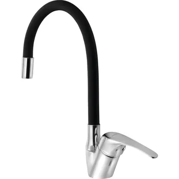 Aqualine KASIOPEA 35 stojánková dřezová baterie, flexibilní ramínko, chrom/černá mat - 1107-65F