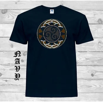 panske-levne-bavlnene-tricko-digi-potisk-keltsky-kruh-triskel Barva: Navy - tmavě modrá, velikost: 4XL