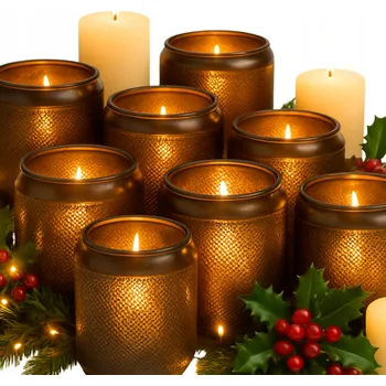 Obraz 8 x SADA SKLENĚNÝCH SVÍCNŮ NA ČAJOVÉ SVÍČKY VÁNOČNÍ OBAL