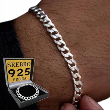 Náramek STŘÍBRNÝ PÁNSKÝ NÁRAMEK PANCER DIAMENTOVANÝ 5mm/22cm STŘÍBRO O RYZOSTI 925