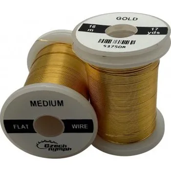 Hobby drát Plochý barevný drátek CzechNymph Medium zlatý