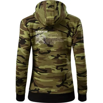 Dámská mikina FAJRONTOLOGIE - Dámská mikina trendy zipper s kapucí - M ( Zelený maskáč )