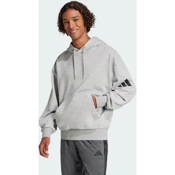 Dámská mikina ADIDAS Mikina Essentials Loose-Fit 3 Bar Logo French Terry L ČERNÁ|ŠEDÁ