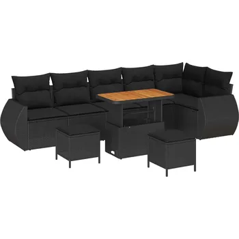 Zahradní sestava Sada zahradních pohovek 9 pcs Černá polyratan IM_3361894