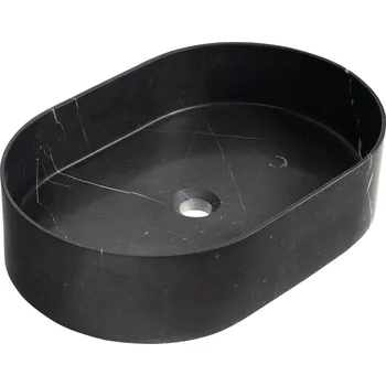 Sapho BLOK kamenné umyvadlo na desku, 55x37cm, matný černý Marquin - 2401-51