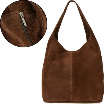 Kabelka Vera Pelle kožená kabelka vak z pravé kůže hnědá