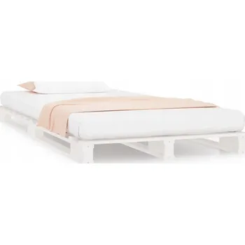 Postel Postel z palet, bílá, 100x200 cm, masivní dřevo