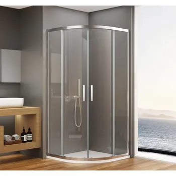 Bruckner BORG čtvrtkruhová sprchová zástěna 900x900x1950 mm, R550, čiré sklo - 751.090.1