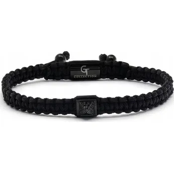 Náramek Pánský Náramek - Černá pyramida se zirkonem, černá nylonová šňůrka