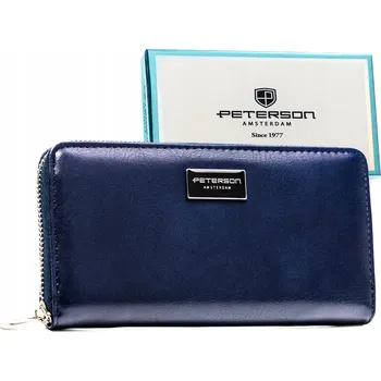 Dámská kožená peněženka na zip, pouzdro, klasická, prostorná, s RFID ochranou PETERSON