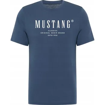 Pánské tričko Mustang Style Alex Modré Bavlněné Klasický Střih Velikost 4XL