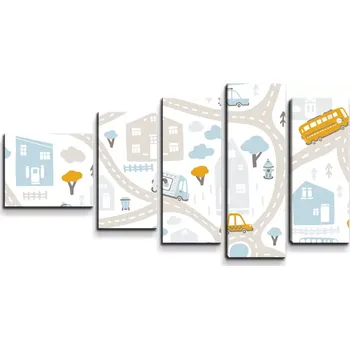 Obraz Sablio Obraz - 5-dílný Cestičky s dopravou - 100x60 cm