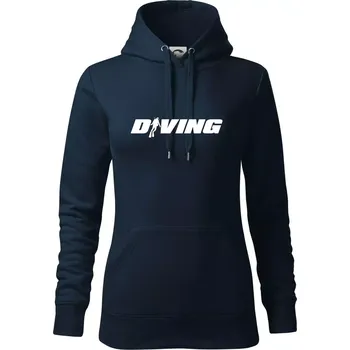 Dámská mikina Diving nápis potápěč - Mikina dámská Cape s kapucí - L ( Námořní modrá (velmi tmavá - téměř černá) )