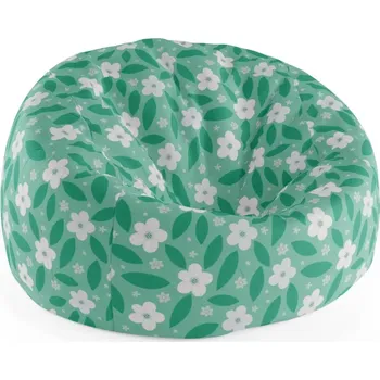 Sedací pytel Sablio Sedací vak Cocoon Bílé květy s lístky - 115 x 75 cm x 45 cm