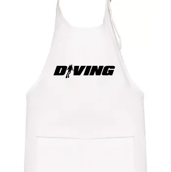 Kuchyňská zástěra Diving nápis potápěč - Dětská zástěra na vaření - Univerzální velikost ( Bílá )