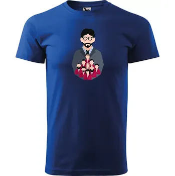 Pánské oblečení Sablio Tričko s potiskem Money heist Profesor a jeho tým - modré XL