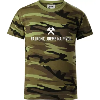 Chlapecké oblečení FAJRONT, JDEME NA PIVO!﻿ - Dětské maskáčové triko - 104-110cm / 3-4 roky ( Zelený maskáč )