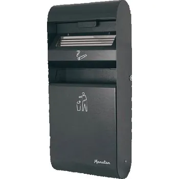 Venkovní odpadkový koš Kovový venkovní závěsný koš Manutan Expert s popelníkem, objem 14 l + Prodloužená záruka na 10 let