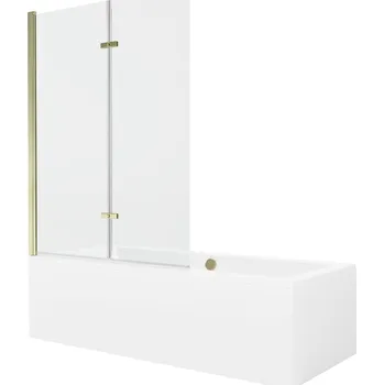 Vanová zástěna MEXEN/S - Cube obdélníková vana 170 x 80 cm s panelem + vanová zástěna 120, transparent, zlatá 550517080X9212025000
