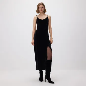 Dámské šaty Reserved - Maxi šaty s asymetrickým rozparkem - černý - 467GO-99X - 467GO-99X-S