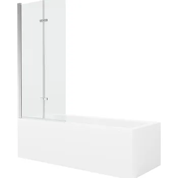 Vanová zástěna MEXEN/S - Cubik obdélníková vana 160 x 70 cm s panelem + vanová zástěna 80, transparent, chrom 550316070X9208020100