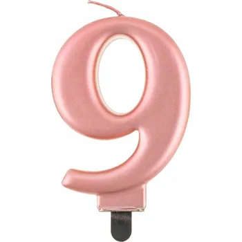 Dortová svíčka Narozeninová svíčka Godan číslice 9 růžové zlato