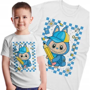 Chlapecké tričko Dětské tričko modré LABUBU s pastelkou do školy školky 104 cm