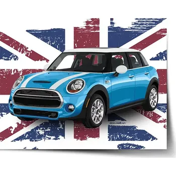 Plakát Sablio Plakát Mini sedan Britská vlajka - 60x40 cm